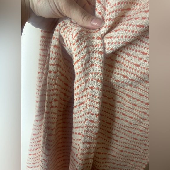 ZARA size L, Striped Cream and Orange Women's Pants, cropped/ankle, cotton blend - Picture 6 of 7